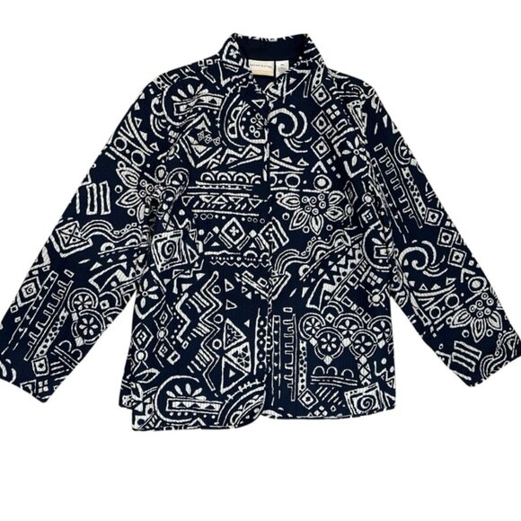 Women's 18 W Navy Blue White Nautical Open Front Cardigan Lightweight PLUS Top - Picture 1 of 4